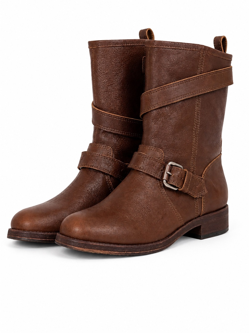 DKNY Womens Brown Leather Moto Boots size 38.5 US 8